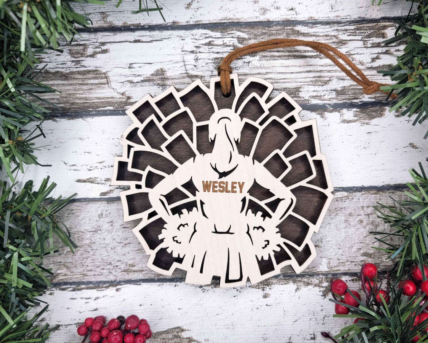 Personalized Wooden Cheerleader Christmas Ornament