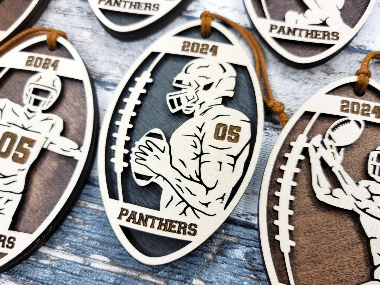 Personalized Wooden Football Christmas Ornament