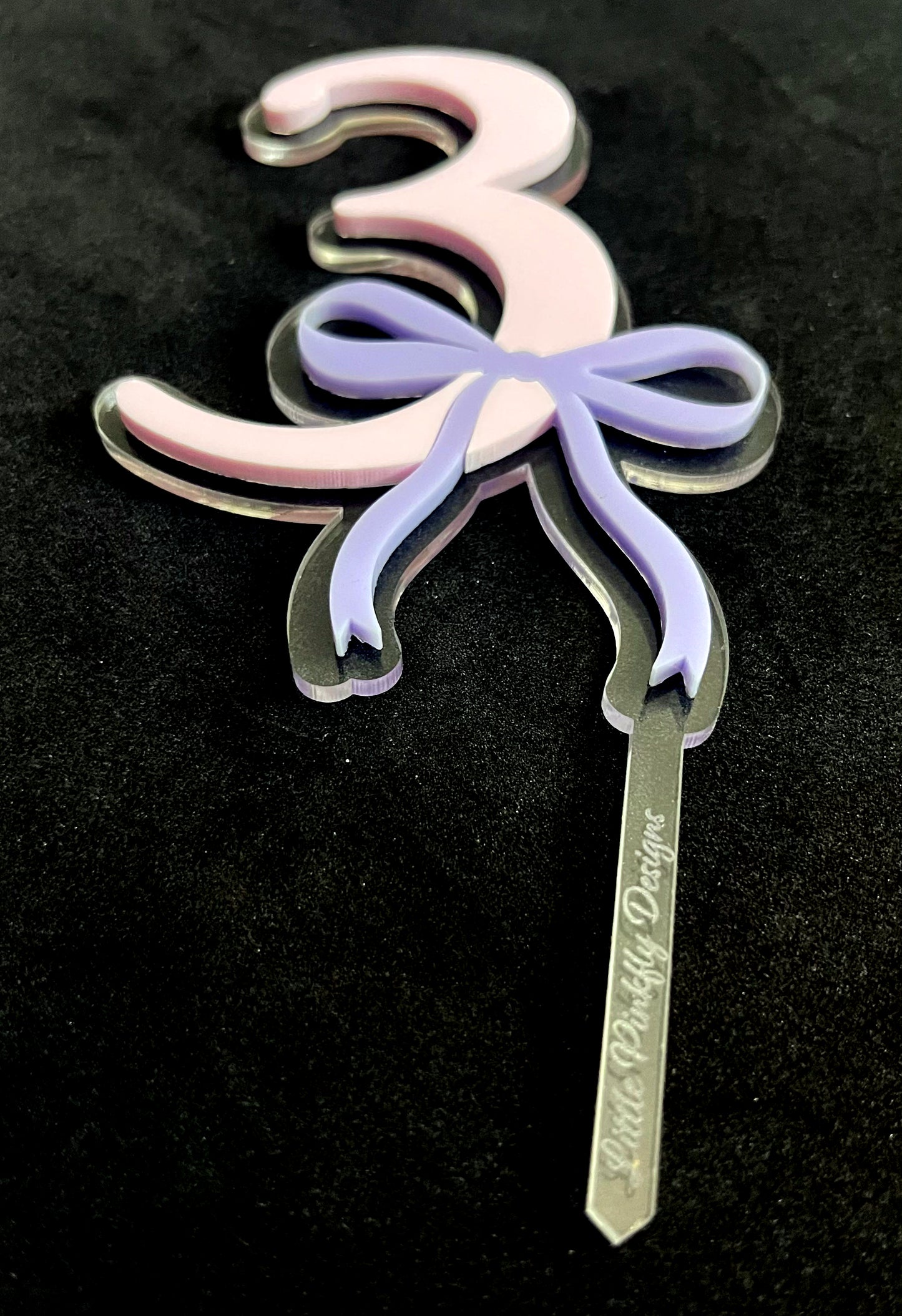 Elegant Number Cake Topper with Ribbon Bow