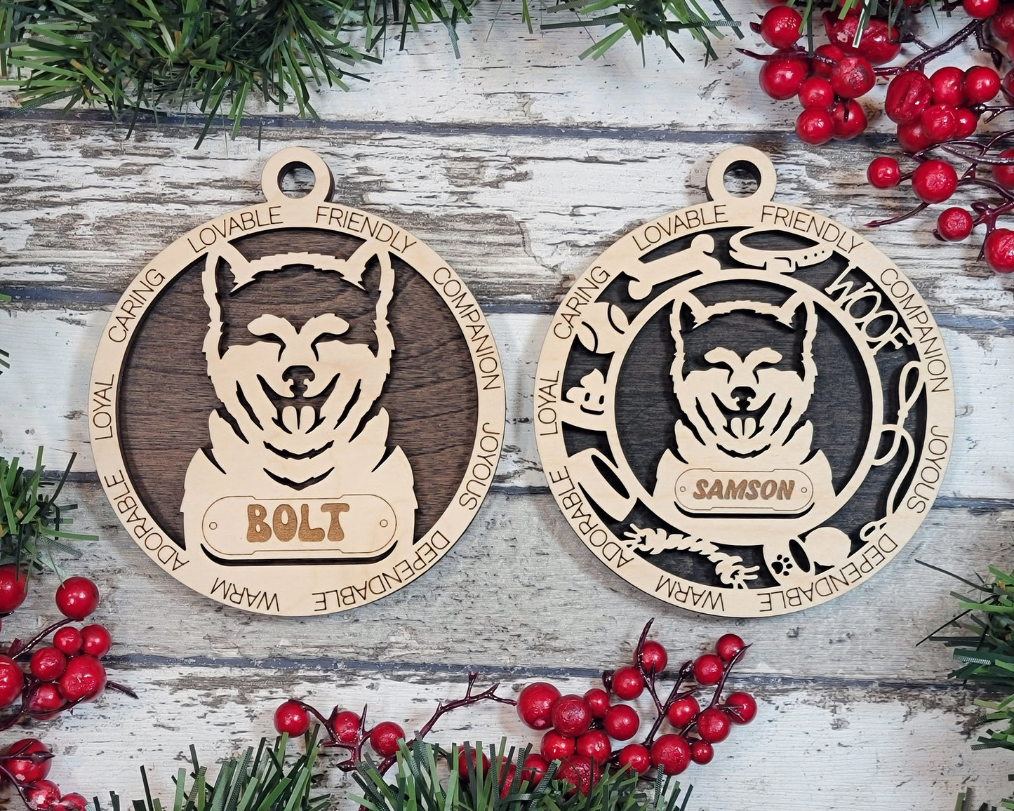 Letter A Dog Breeds Christmas Ornaments
