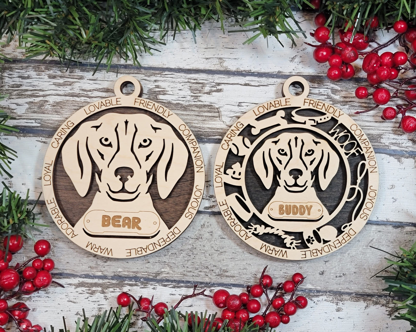 Letter A Dog Breeds Christmas Ornaments