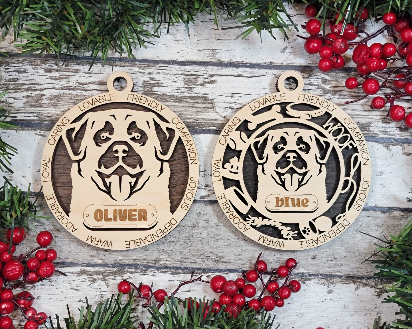 Letter A Dog Breeds Christmas Ornaments