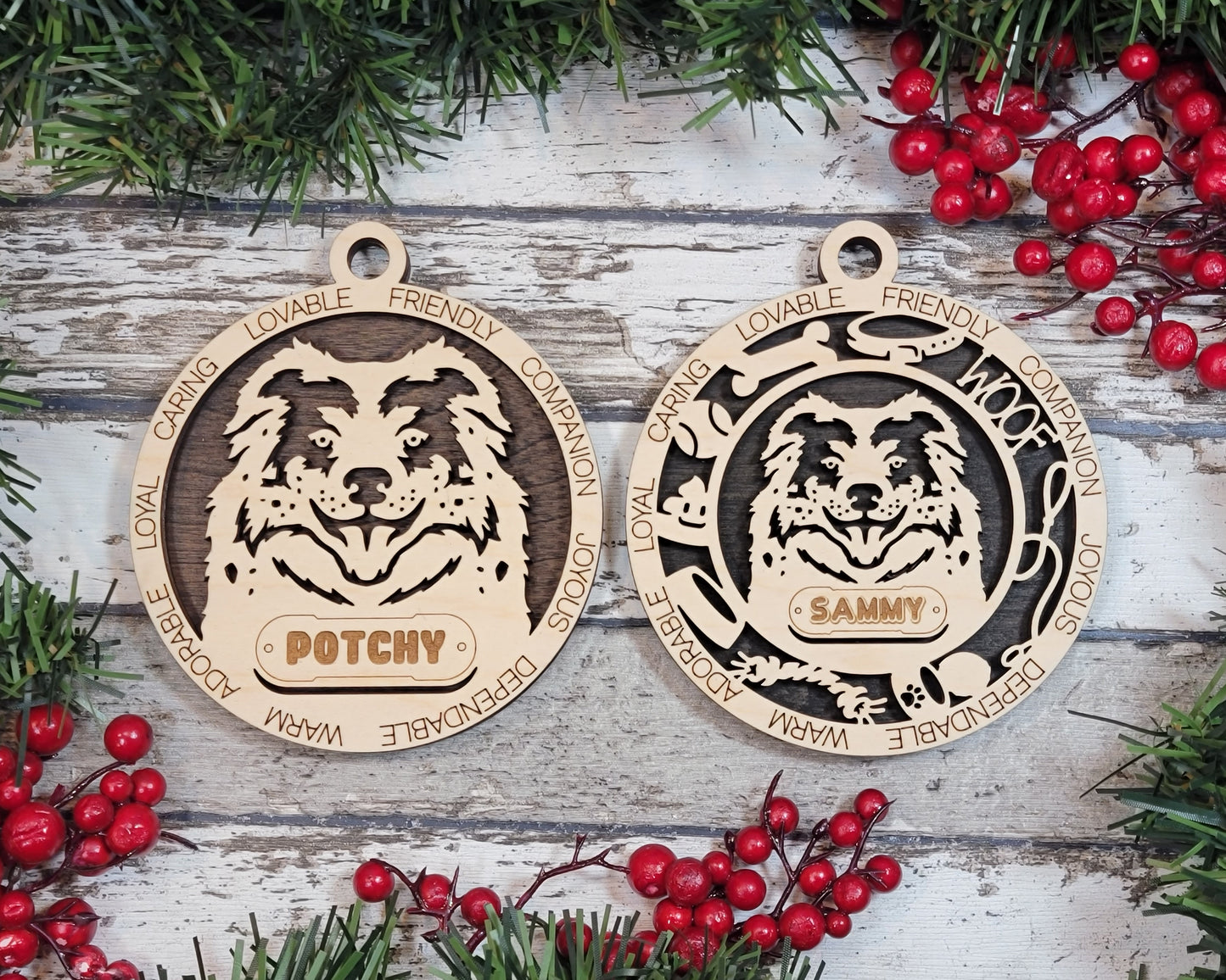 Letter A Dog Breeds Christmas Ornaments