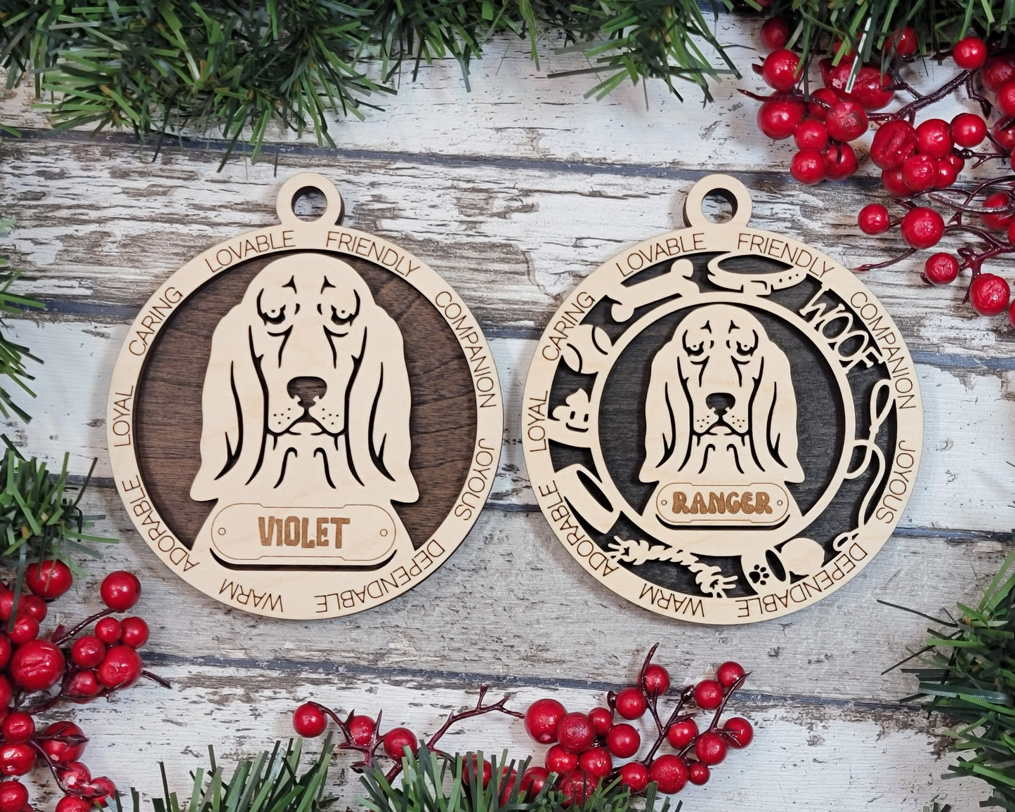 Letter B Dog Breeds Christmas Ornaments