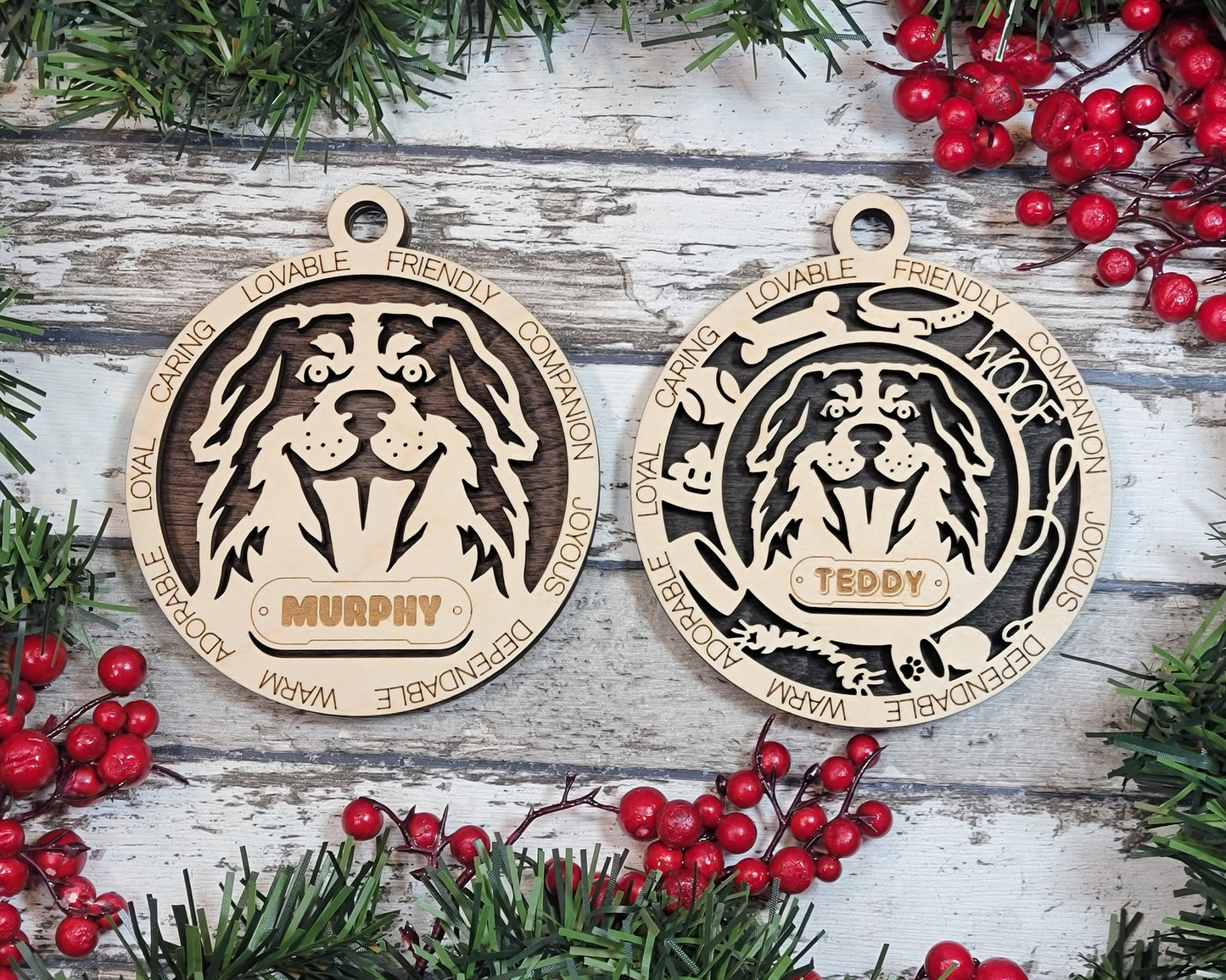 Letter B Dog Breeds Christmas Ornaments