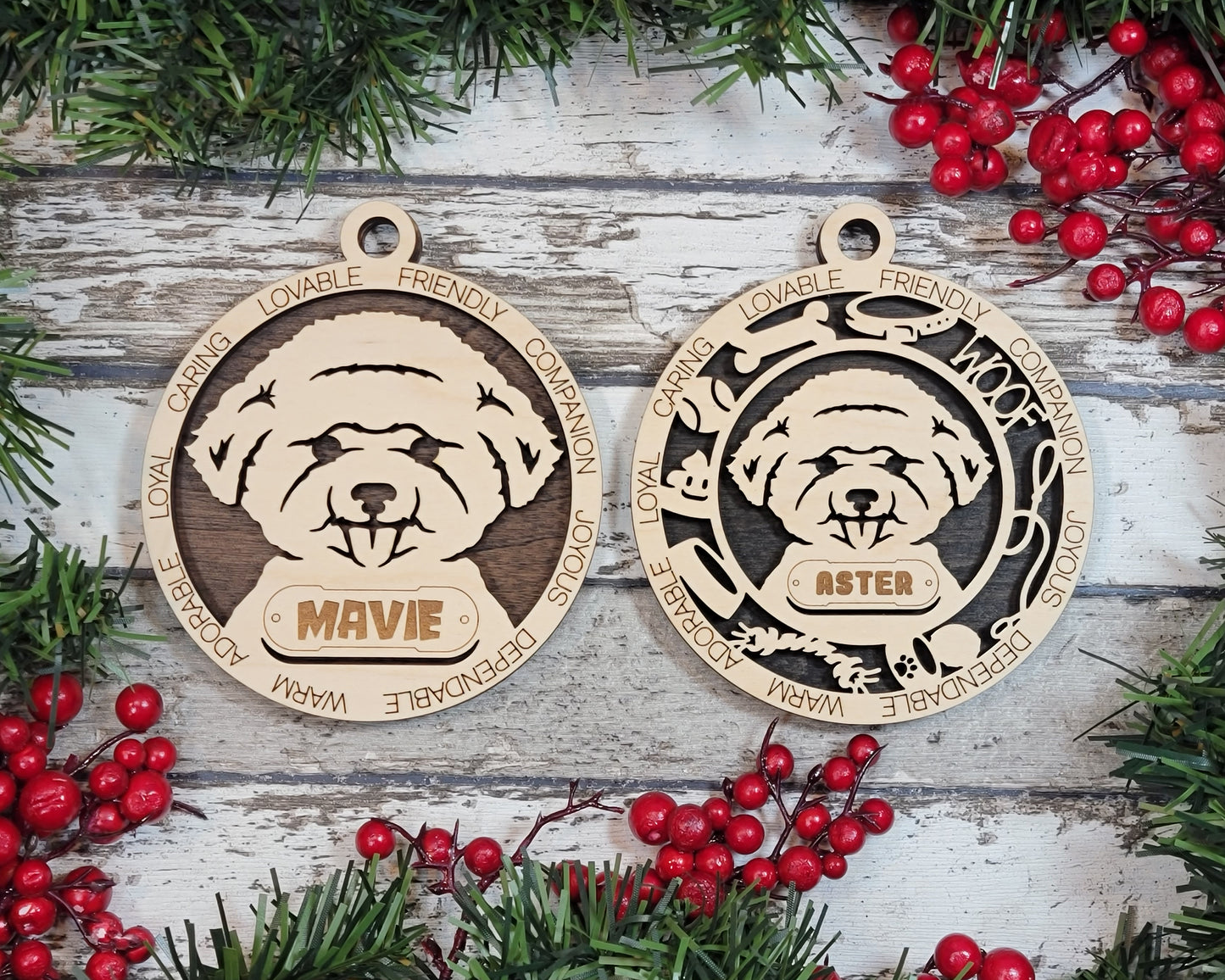 Letter B Dog Breeds Christmas Ornaments