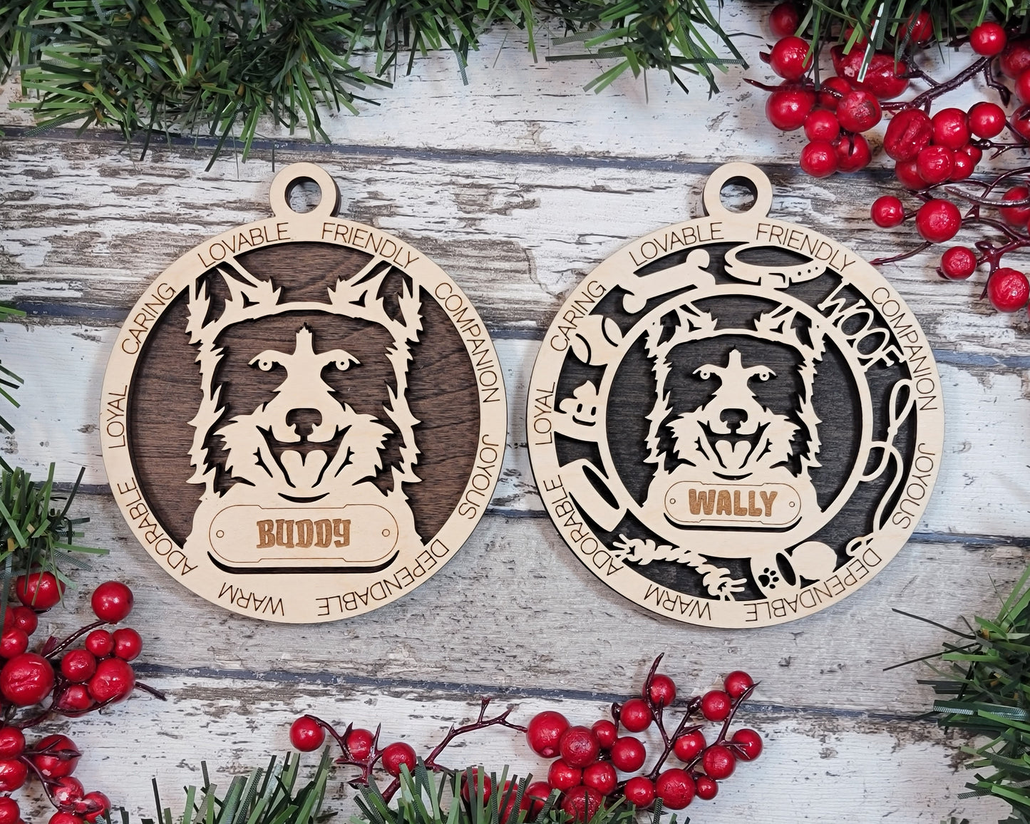 Letter B Dog Breeds Christmas Ornaments