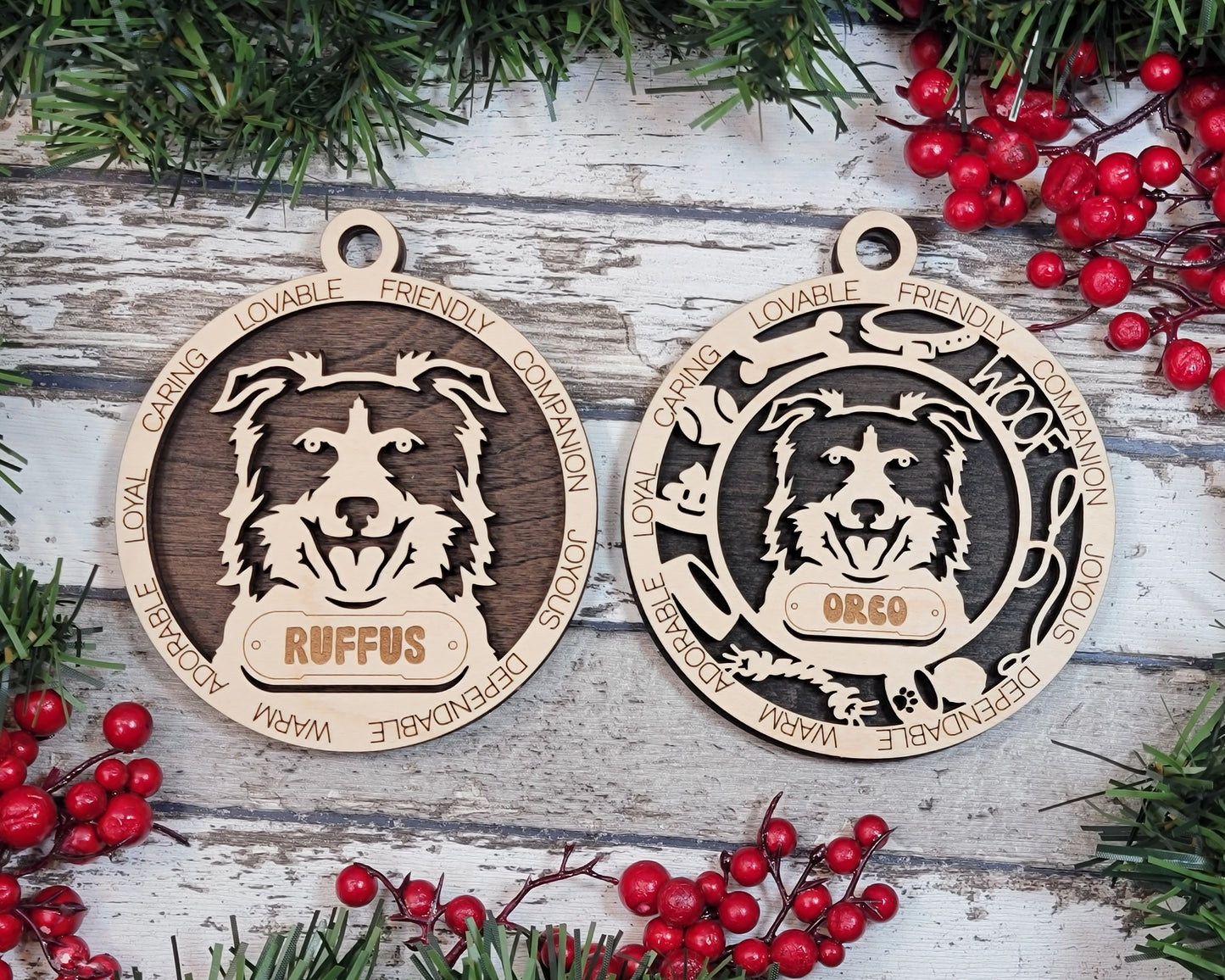 Letter B Dog Breeds Christmas Ornaments