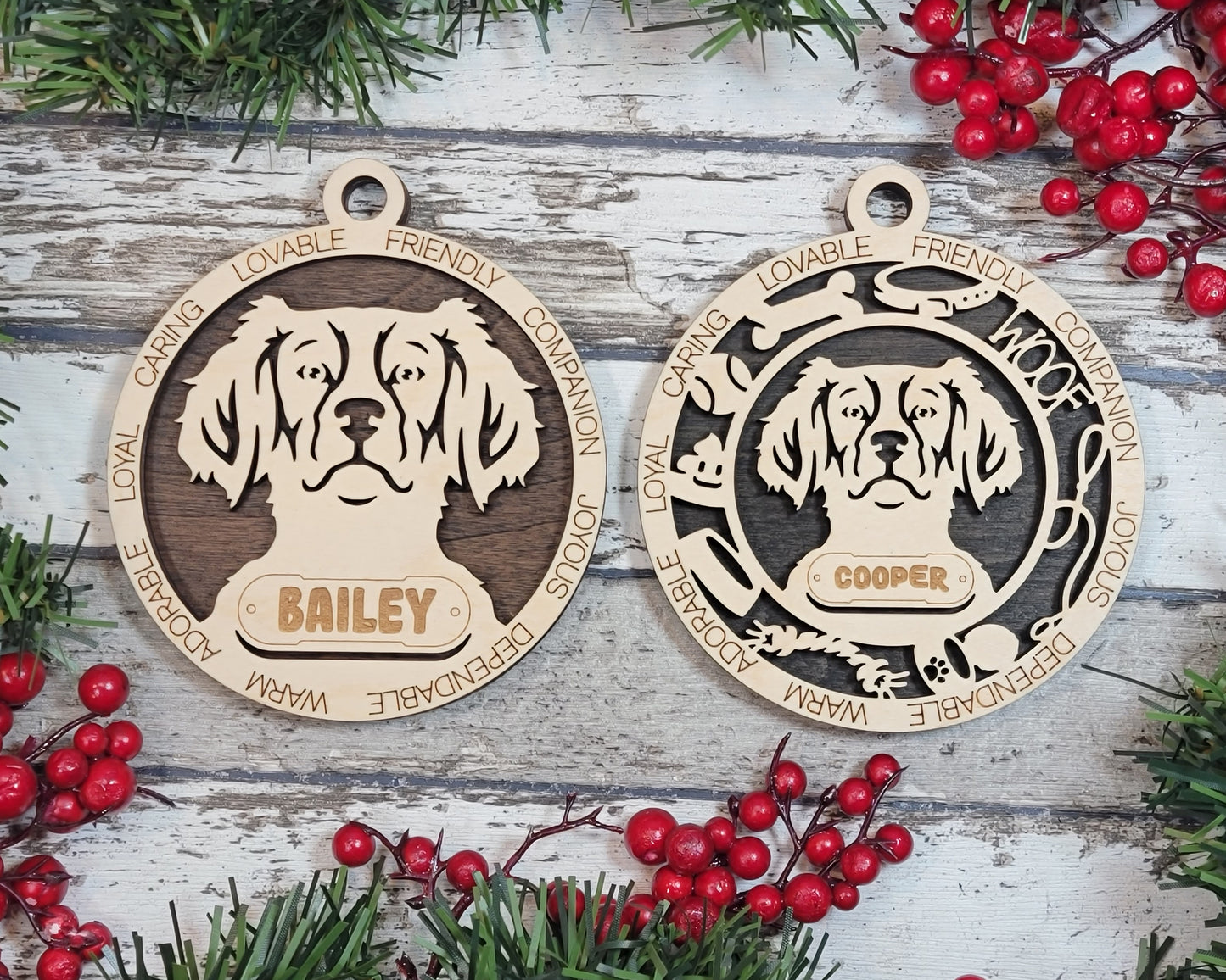 Letter B Dog Breeds Christmas Ornaments