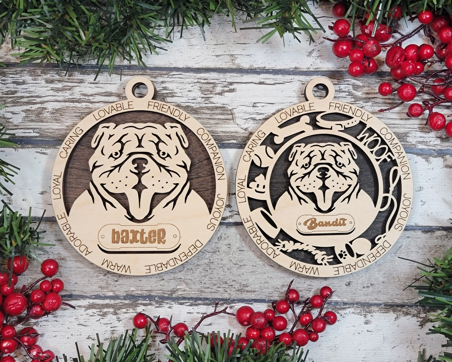 Letter B Dog Breeds Christmas Ornaments
