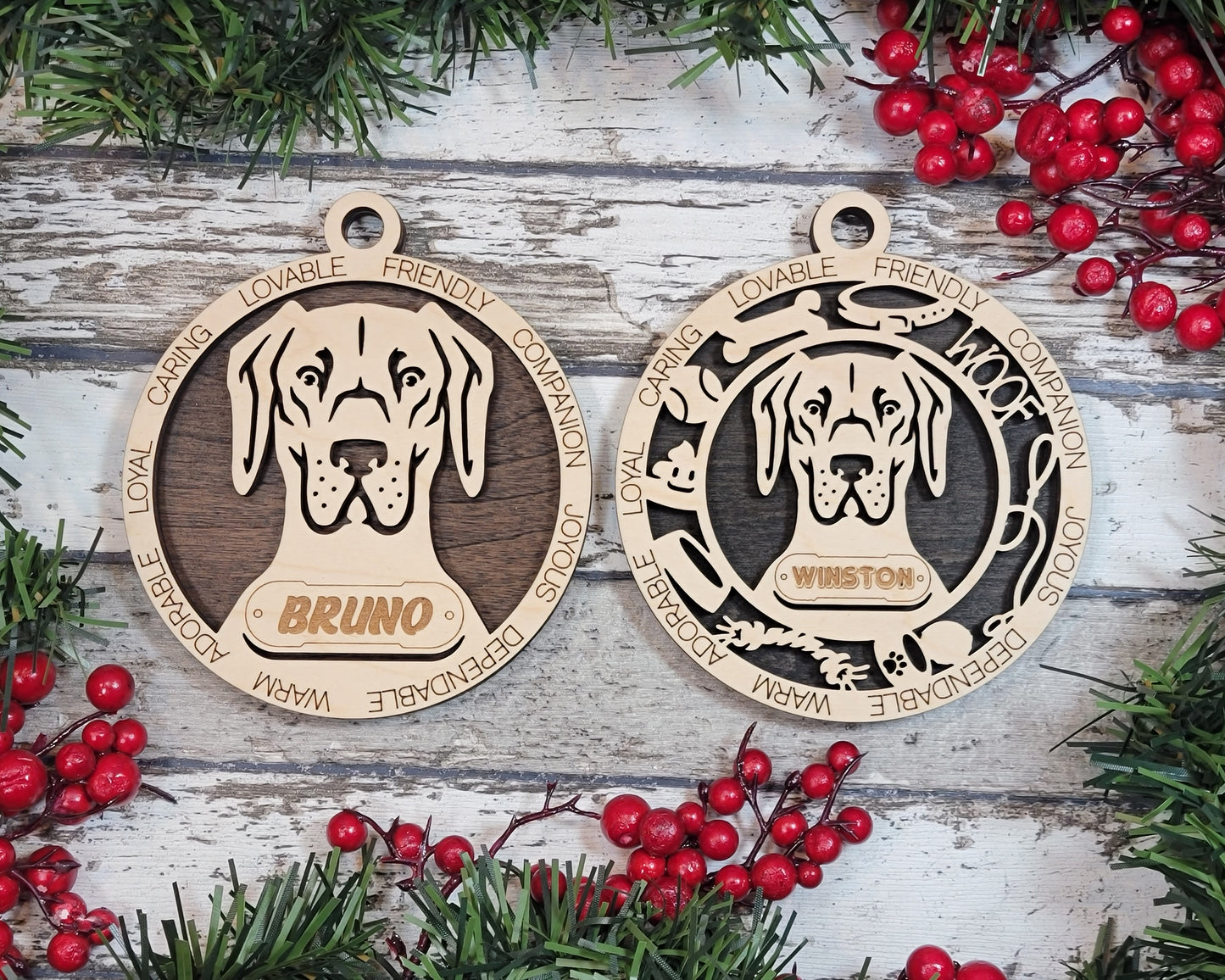 Letter E-L Dog Breeds Christmas Ornaments