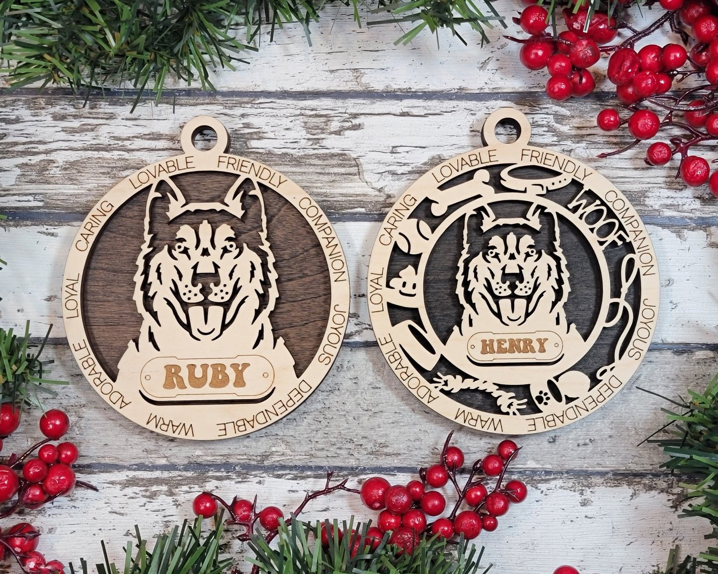 Letter E-L Dog Breeds Christmas Ornaments