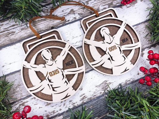 Personalized Wooden Marathon Christmas Ornament