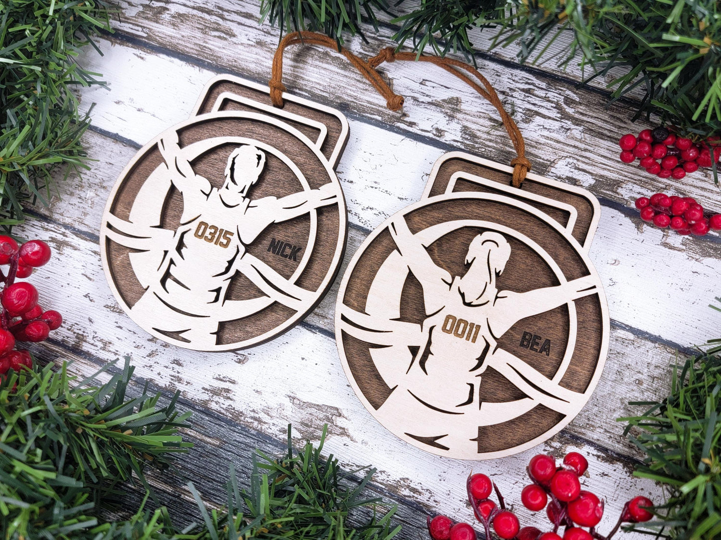 Personalized Wooden Marathon Christmas Ornament