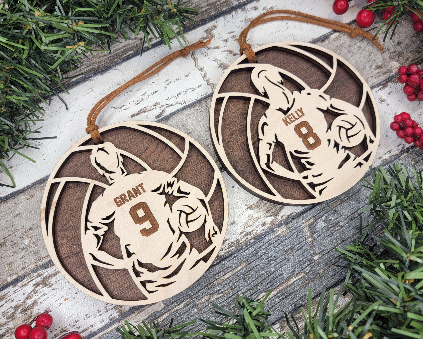 Personalized Wooden Volleyball Christmas Ornament