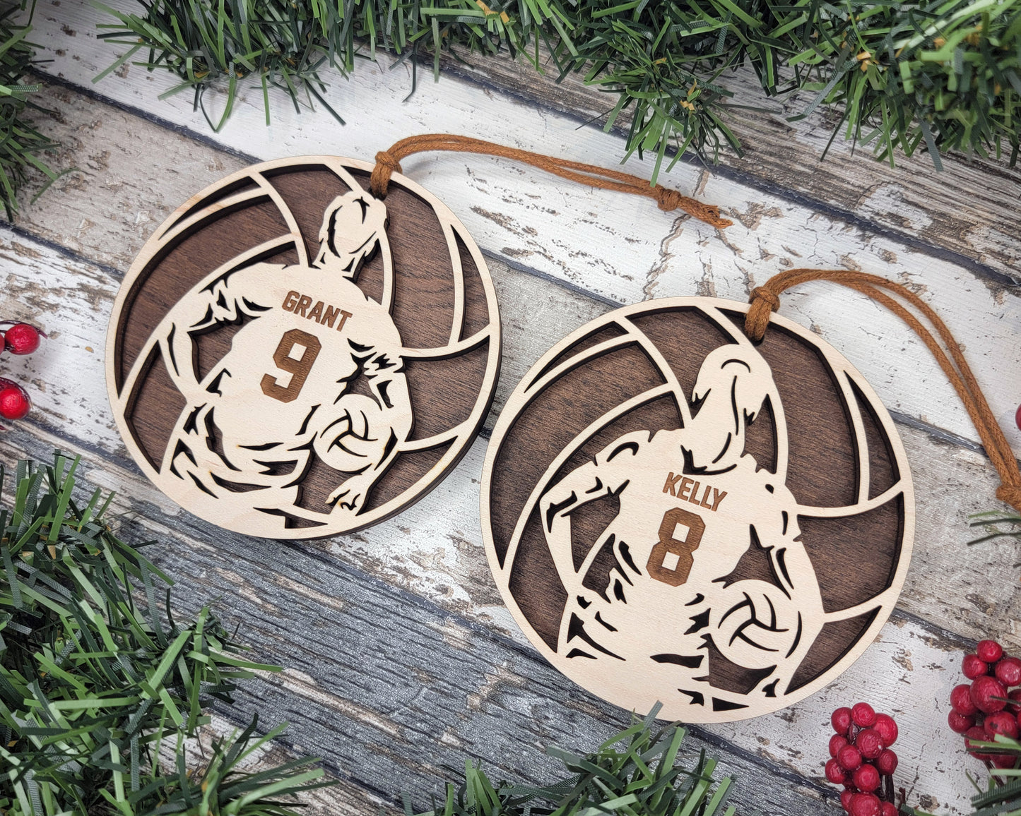 Personalized Wooden Volleyball Christmas Ornament