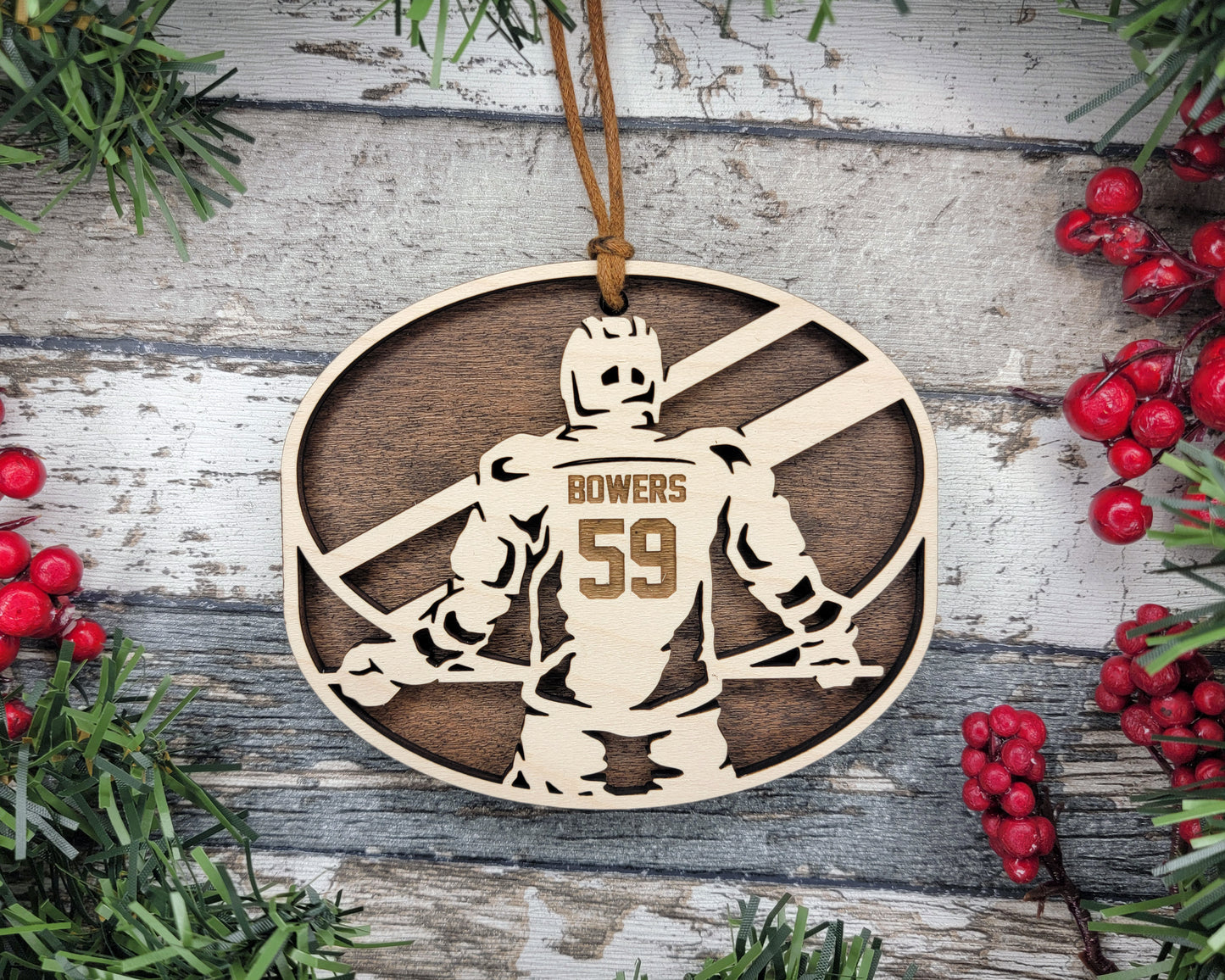 Personalized Wooden Hockey Christmas Ornament