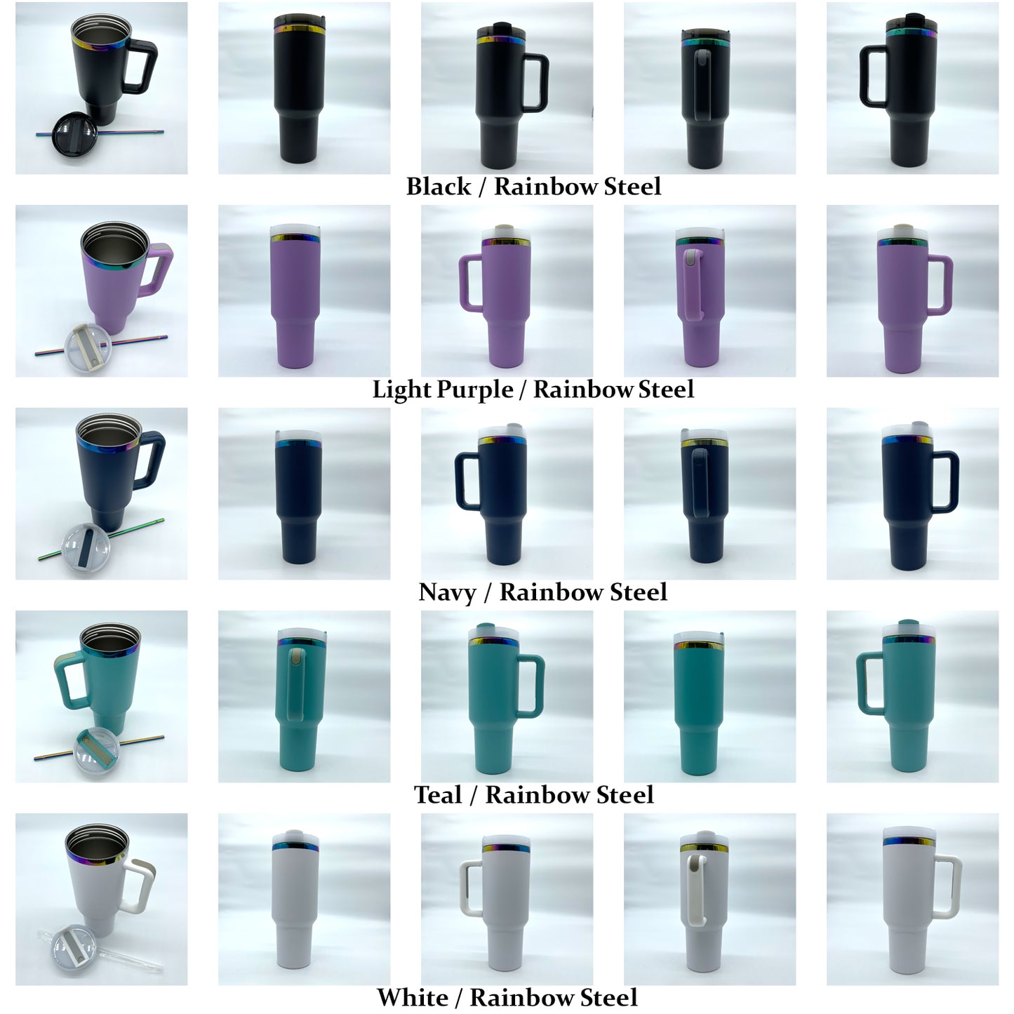 Custom Designed 40oz Tumbler Rainbow Stainless Steel Engraving