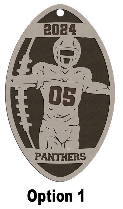 Personalized Wooden Football Christmas Ornament