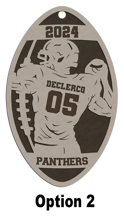 Personalized Wooden Football Christmas Ornament