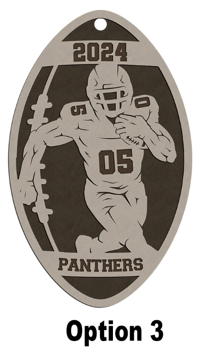 Personalized Wooden Football Christmas Ornament