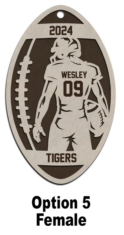 Personalized Wooden Football Christmas Ornament