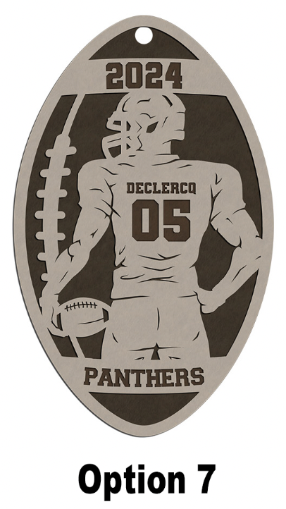 Personalized Wooden Football Christmas Ornament