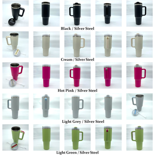 Custom Designed 40oz Tumbler Silver Stainless Steel