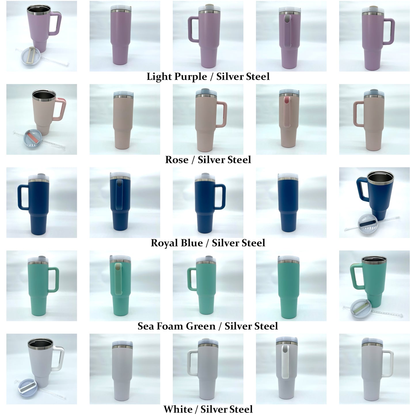 Custom Designed 40oz Tumbler Silver Stainless Steel