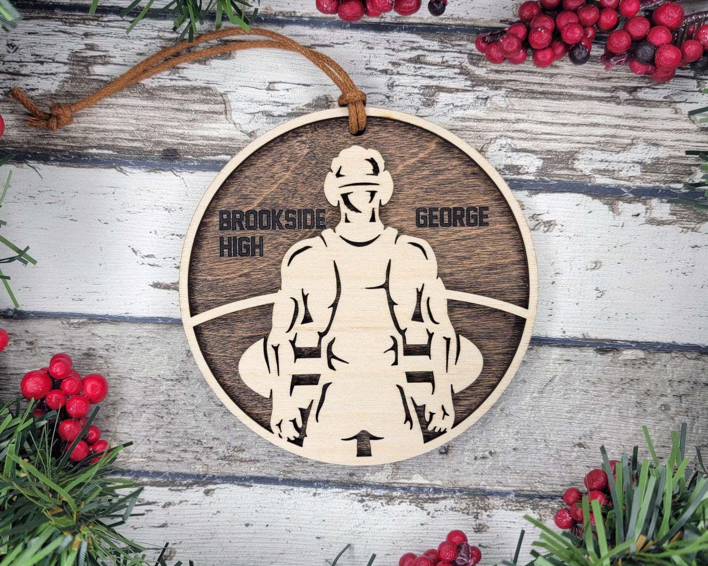 Personalized Wooden Wrestling Christmas Ornament
