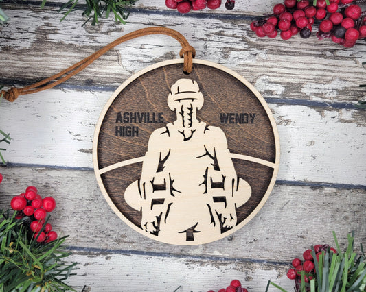 Personalized Wooden Wrestling Christmas Ornament