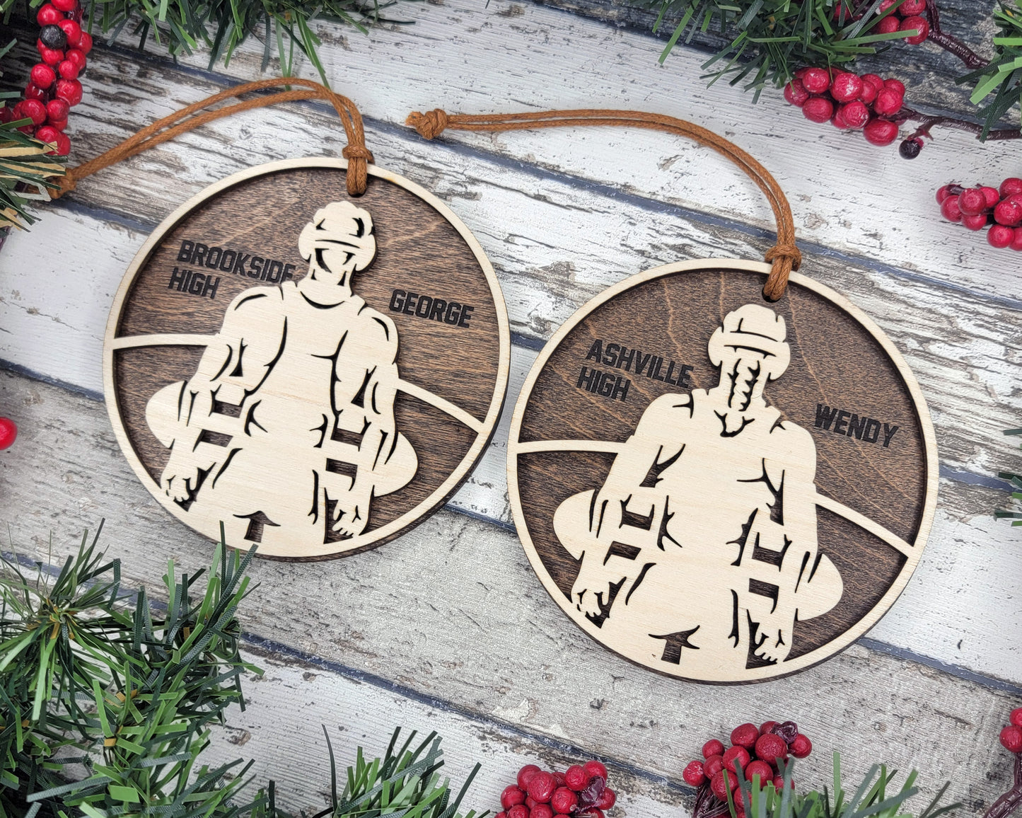 Personalized Wooden Wrestling Christmas Ornament