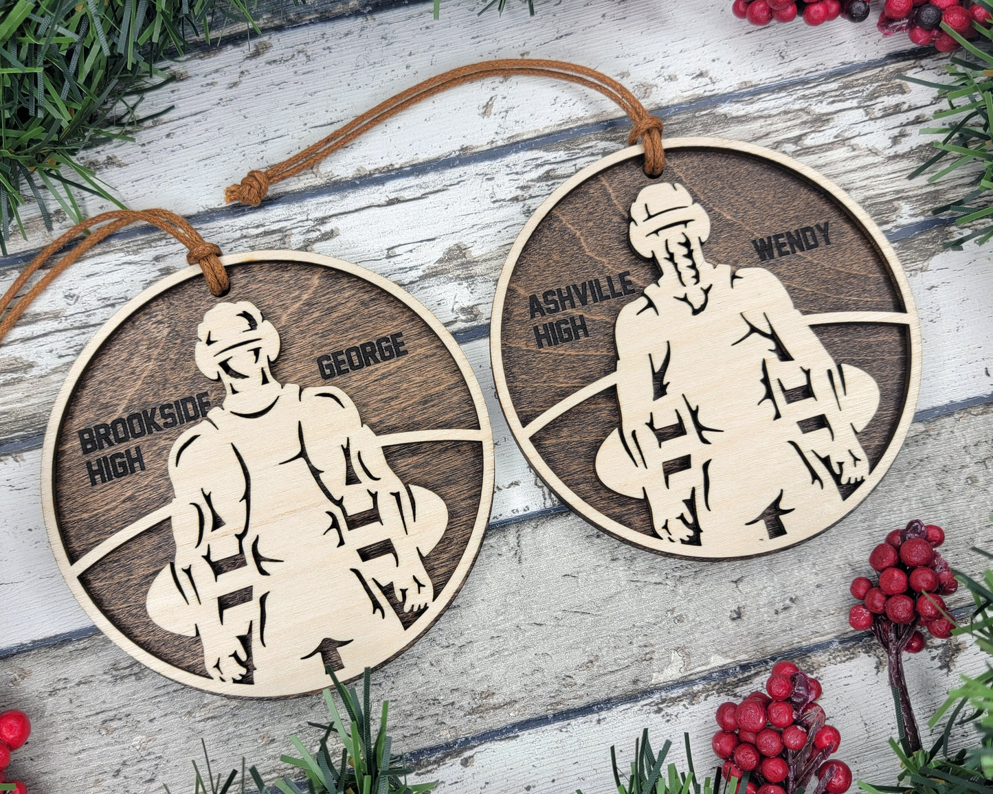 Personalized Wooden Wrestling Christmas Ornament