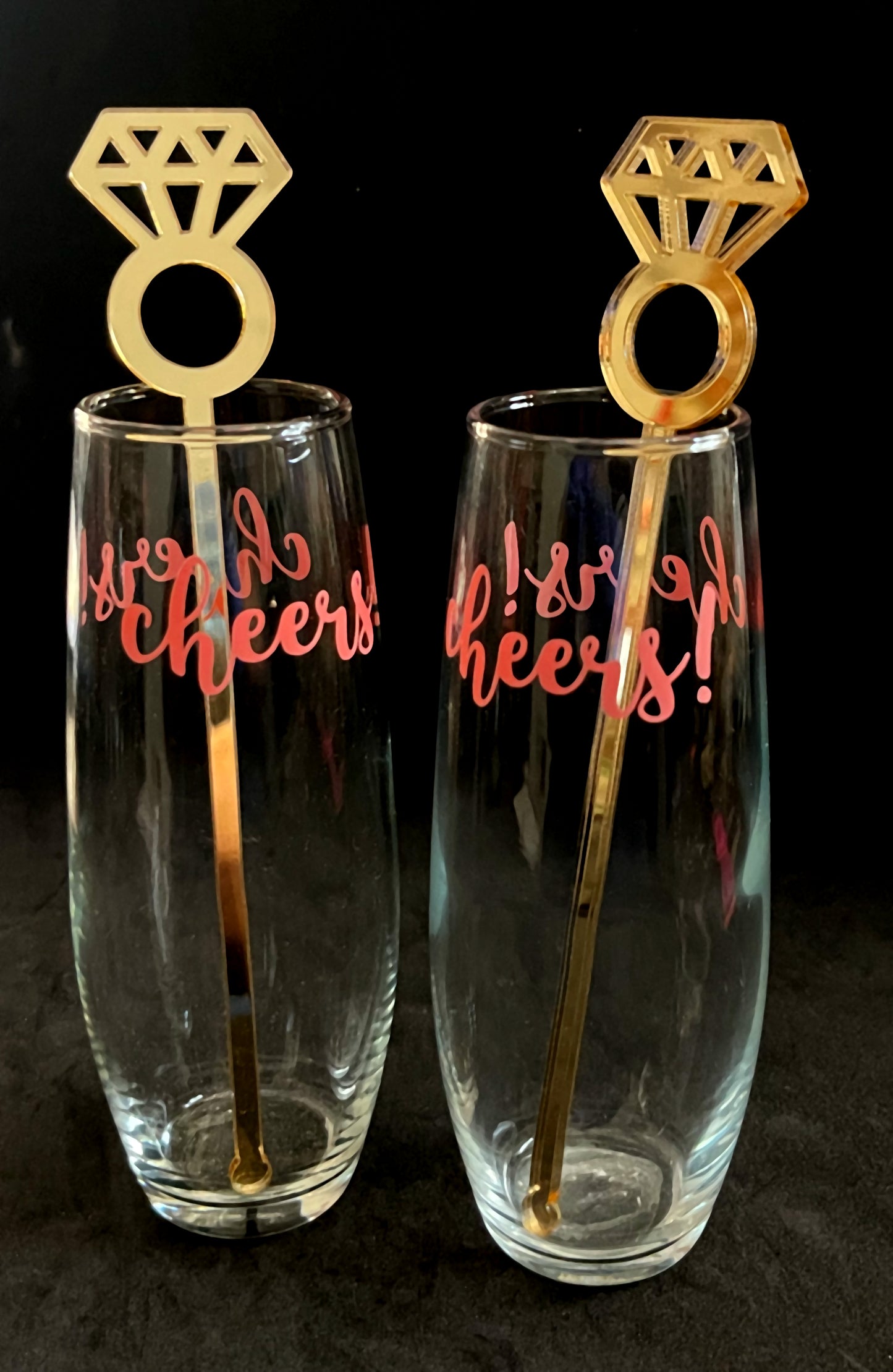 Engagement Diamond Ring Stir Sticks Solid Colors