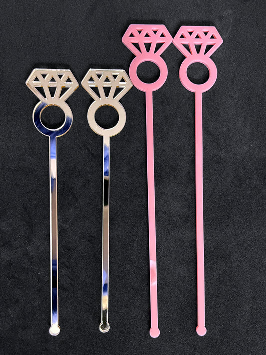 Engagement Diamond Ring Stir Sticks Solid Colors