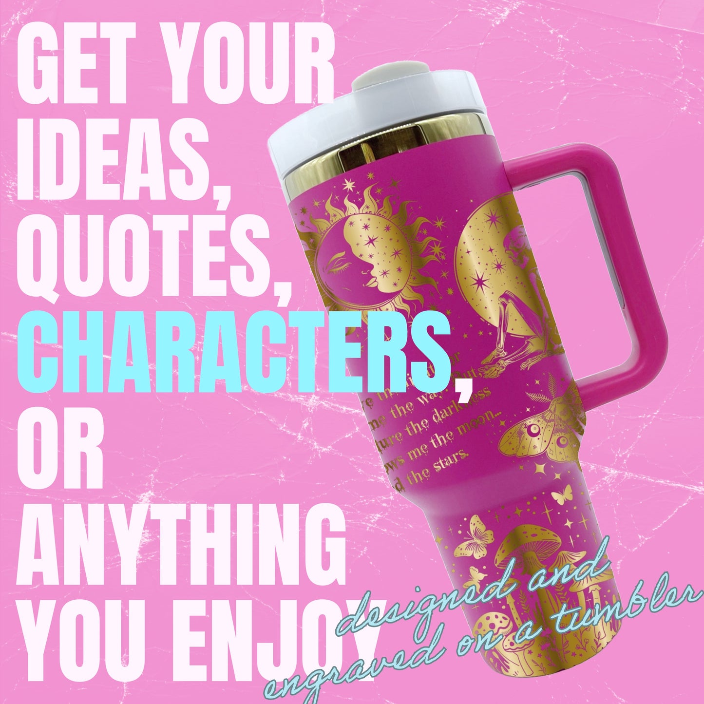 Custom Designed 40oz Tumbler Gold Stainless Steel Engraving