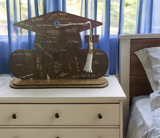 Custom Engraved Graduation Signature Sign with Tassel Holder