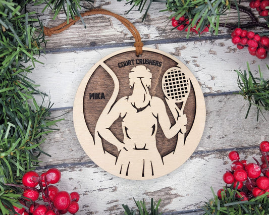 Personalized Wooden Tennis Christmas Ornament
