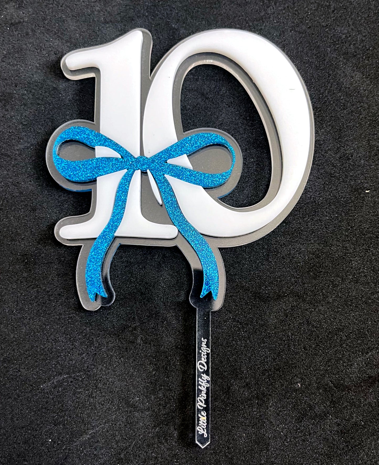 Elegant Number Cake Topper with Ribbon Bow