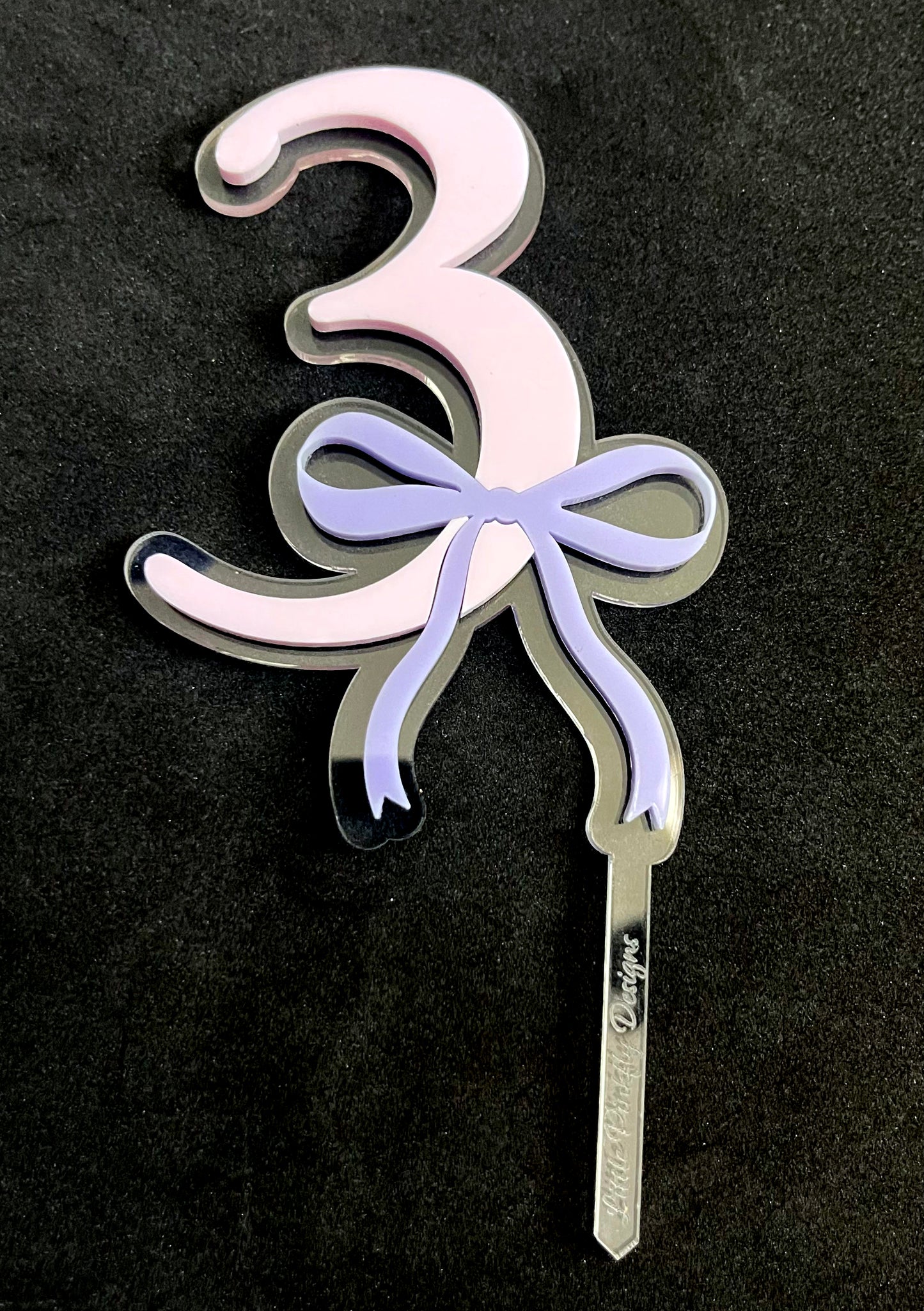 Elegant Number Cake Topper with Ribbon Bow