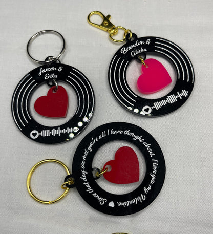 Custom Spotify Valentine Record Key Chain