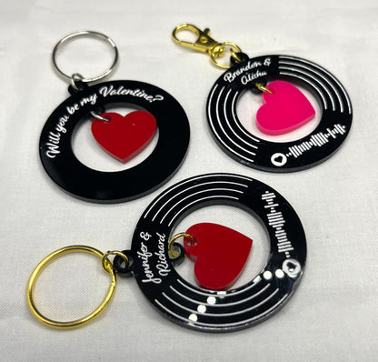 Custom Spotify Valentine Record Key Chain