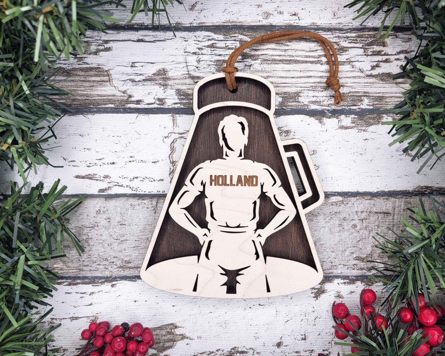 Personalized Wooden Cheerleader Christmas Ornament