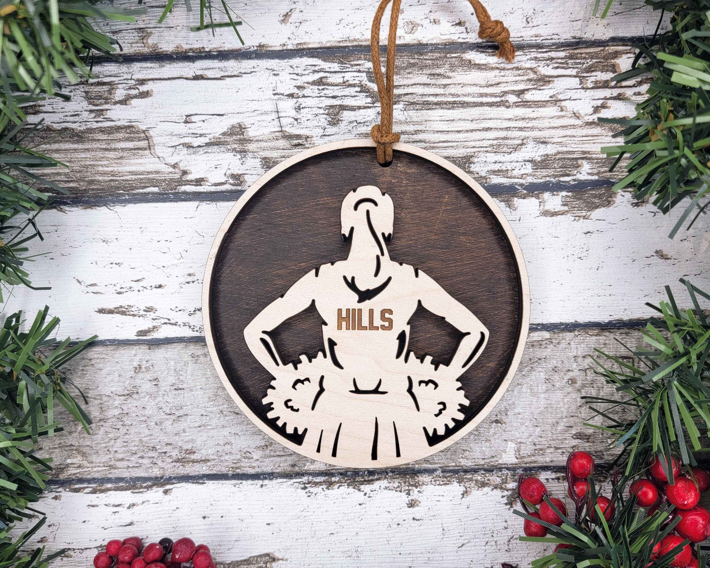 Personalized Wooden Cheerleader Christmas Ornament