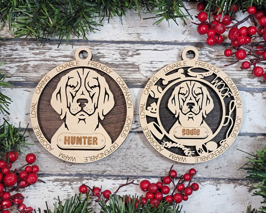 Letter B Dog Breeds Christmas Ornaments