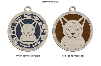 Letter A - E Cat Breeds Christmas Ornaments