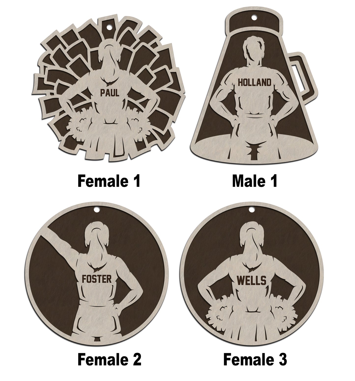 Personalized Wooden Cheerleader Christmas Ornament