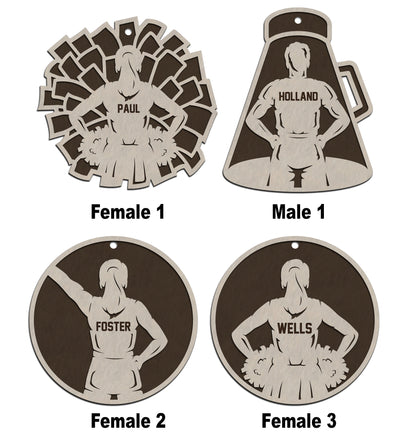 Personalized Wooden Cheerleader Christmas Ornament