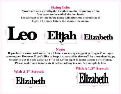 MDF Single Name Cake Toppers