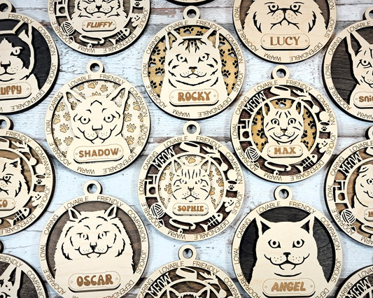 Letter A - E Cat Breeds Christmas Ornaments